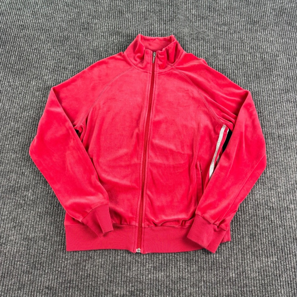 Adidas Track Jacket Mens Large Pink Velour Full Zip Embroidered Logo Y2K Retro
